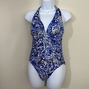 Lauren Ralph Lauren sz 8 swimsuit shades of blue Fabric and elastic excellent